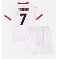 AC Milan Alvaro Morata #7 Bortadräkt Barn 2024-25 Kortärmad (+ Korta byxor)